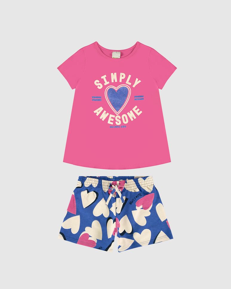 Conjunto Infantil Menina Simply Awesome Em Algodão Malwee Kids