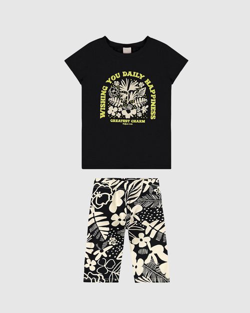 Conjunto Infantil Menina Wishing You Daily Happiness Em Algodão Malwee Kids