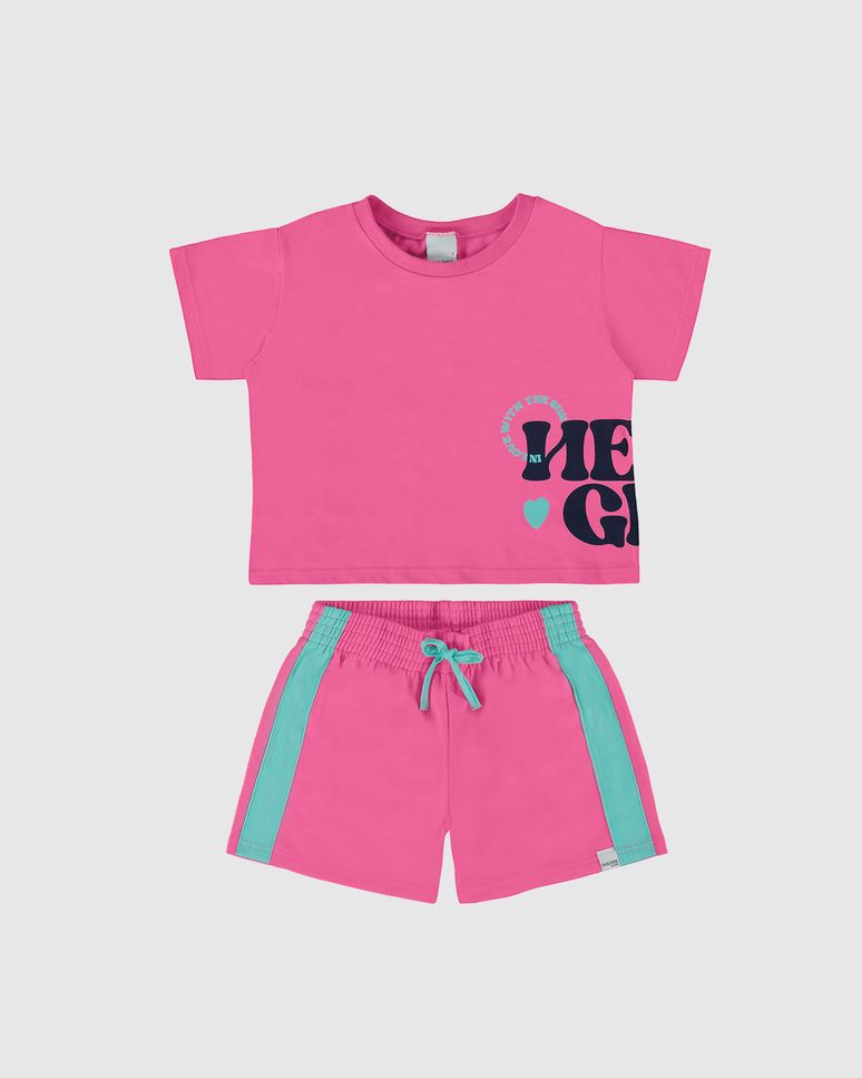 Conjunto Infantil Menina Blusa Estampa Lettering Em Algodão Malwee Kids