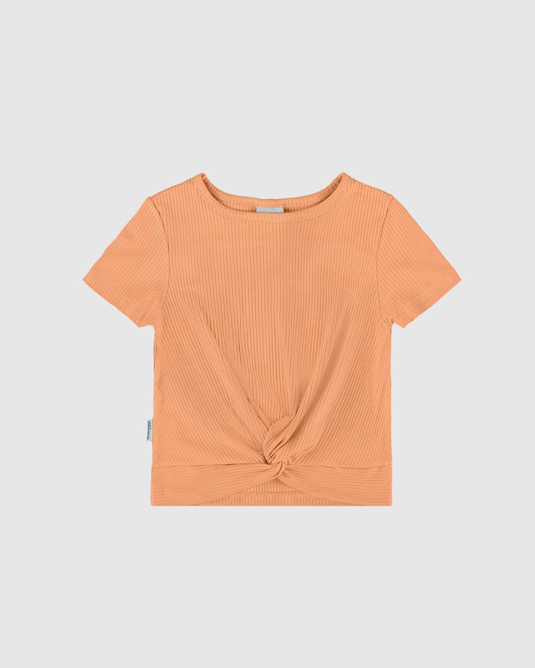 Blusa Infantil Menina Torção Frontal Em Malha Viscose Canelada Malwee Kids