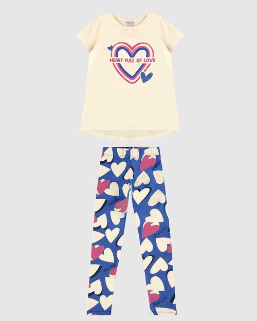 Conjunto Infantil Menina Blusa Heart Full Of Love E Legging Malwee Kids