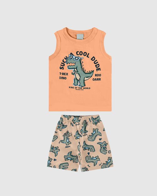 Conjunto Infantil Menino Regata T-Rex Dino Em Algodão Malwee Kids