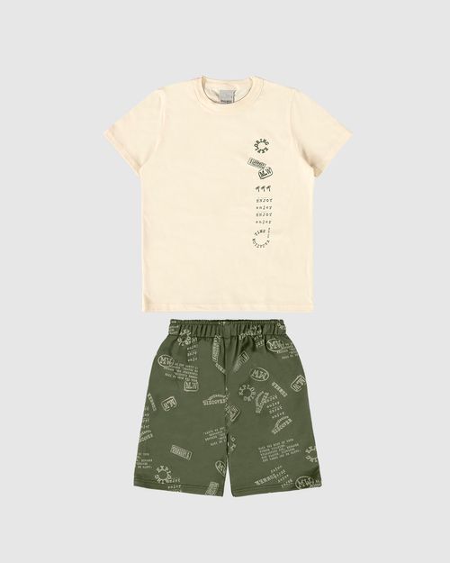 Conjunto Infantil Menino Enjoy Camiseta E Bermuda Em Algodão Malwee Kids