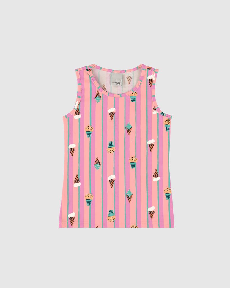 Regata Infantil Menina Estampada Em Algodão Malwee Kids