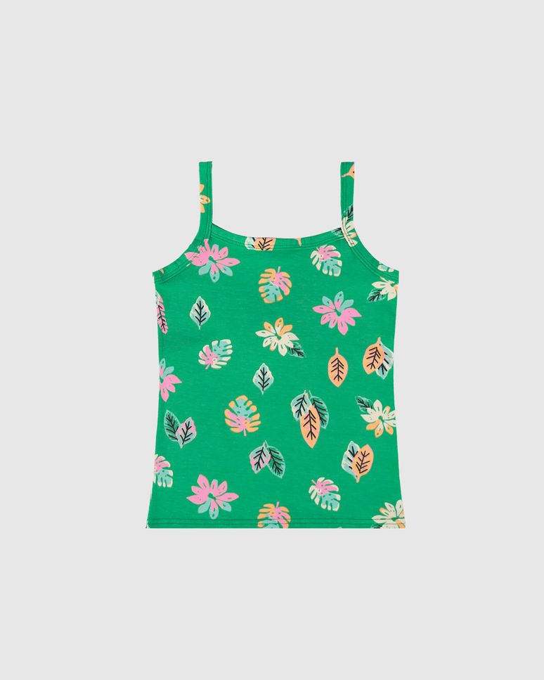 Regata Infantil Menina Alça Fina Estampada Em Algodão Malwee Kids