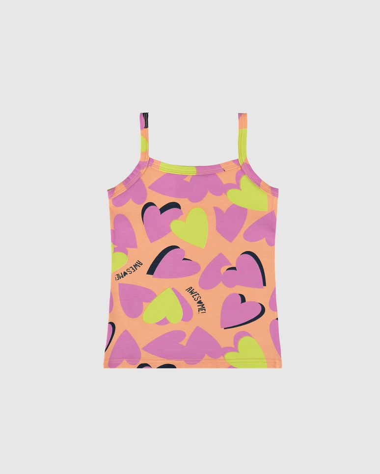 Regata Infantil Menina Alça Fina Estampada Em Algodão Malwee Kids