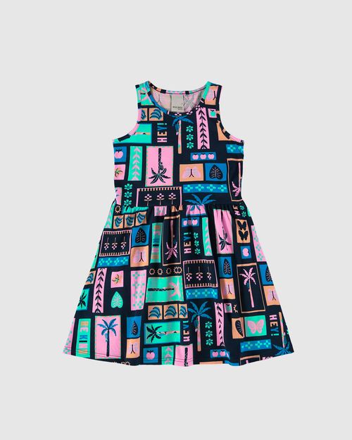Vestido Infantil Estampado Em Algodão Malwee Kids