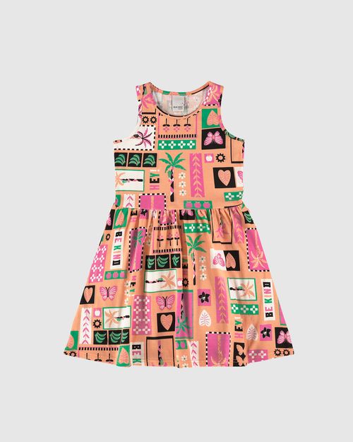 Vestido Infantil Estampado Em Algodão Malwee Kids