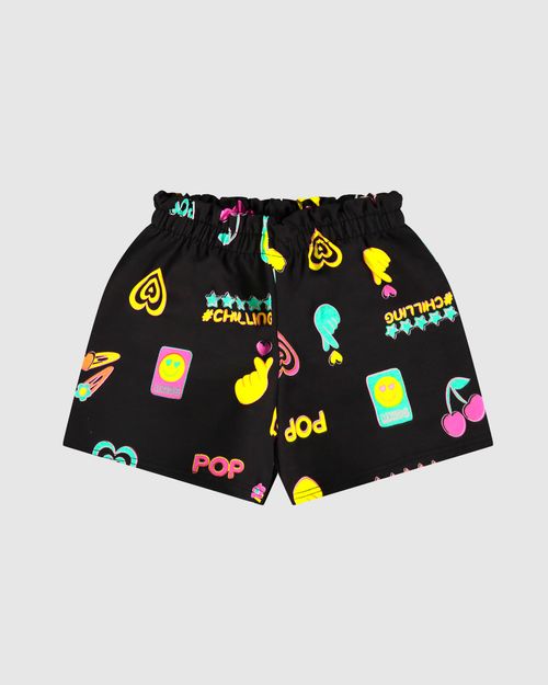 Shorts Infantil Menina Clochard Estampado Em Moletinho Malwee Kids