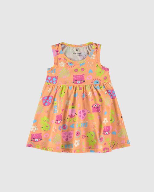 Vestido Infantil Estampa Corrida Em Algodão Malwee Kids