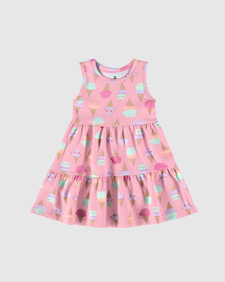 Vestido Infantil Estampa Sorvetes Em Algodão Malwee Kids