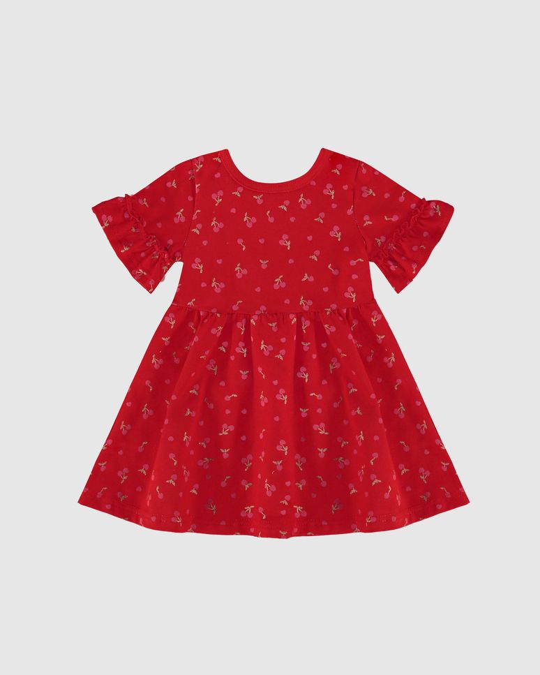 Vestido Infantil Manga Franzida Em Algodão Malwee Kids
