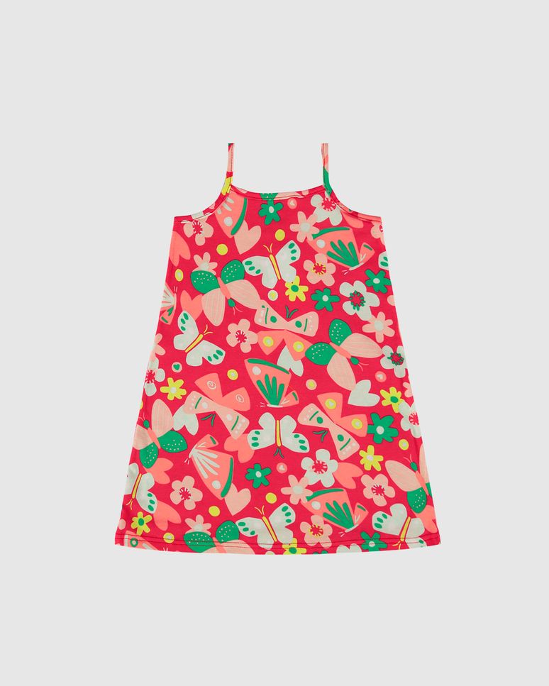 Vestido Infantil Estampado Alça Fina Em Algodão Malwee Kids