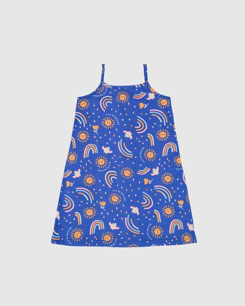 Vestido Infantil Estampado Alça Fina Em Algodão Malwee Kids