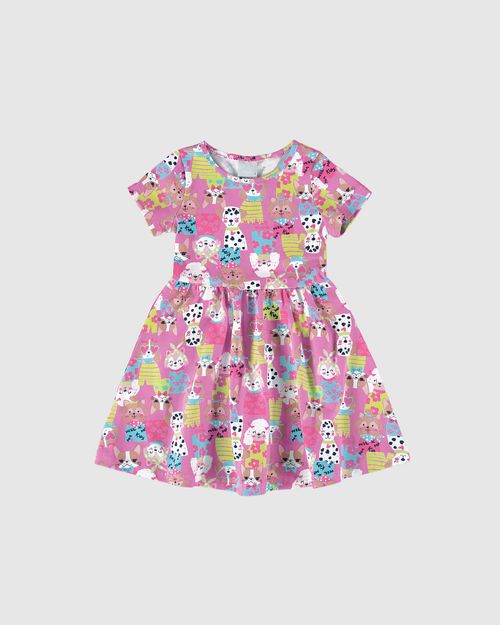 Vestido Infantil Estampa Cachorro Em Algodão Malwee Kids
