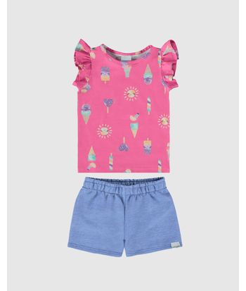 Conjunto Infantil Menina Blusa Estampada Em Algodão Malwee Kids