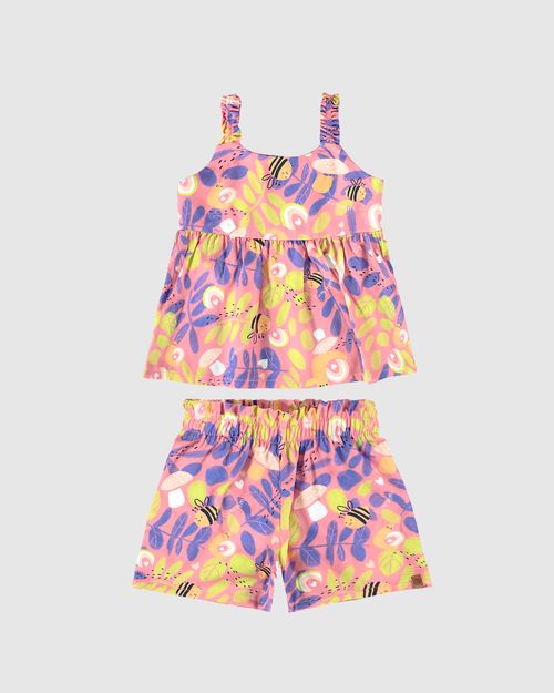 Conjunto Infantil Menina Regata Ampla E Shorts Em Viscose Malwee Kids