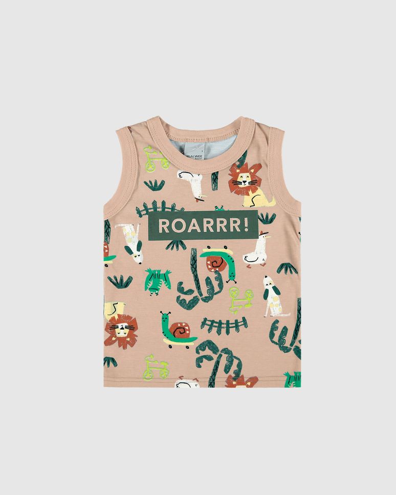 Regata Infantil Menino Estampa + Puff Em Algodão Malwee Kids