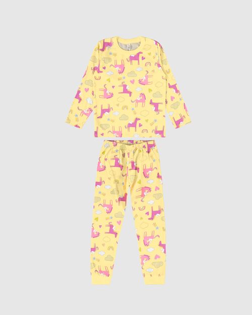 Pijama Infantil Menina Blusa Manga Longa Em Algodão Malwee Kids