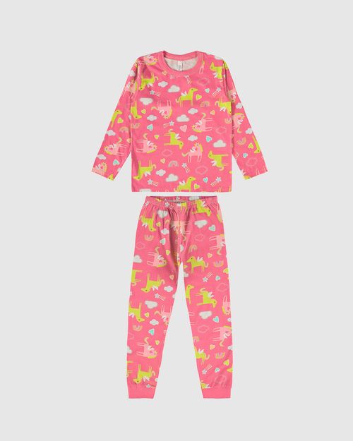 Pijama Infantil Menina Blusa Manga Longa Em Algodão Malwee Kids