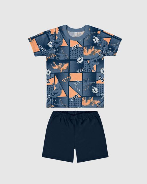 Pijama Infantil Menino Camiseta Estampa Corrida Em Algodão Malwee Kids