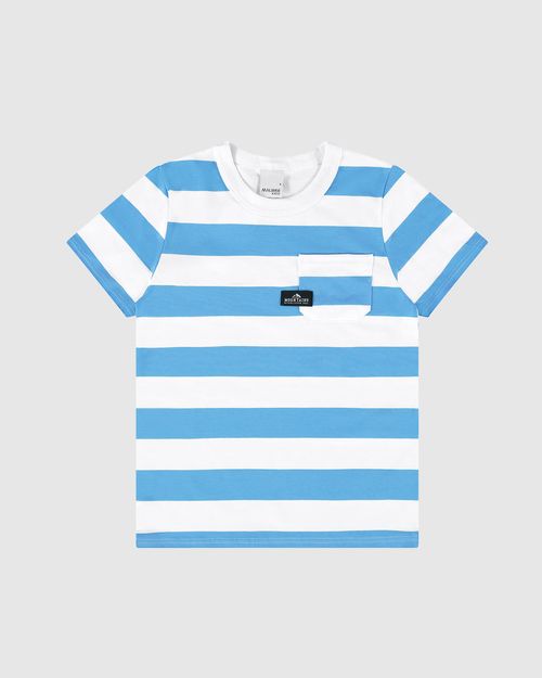 Camiseta Infantil Menino Listrada Bolso Frontal Em Algodão Malwee Kids