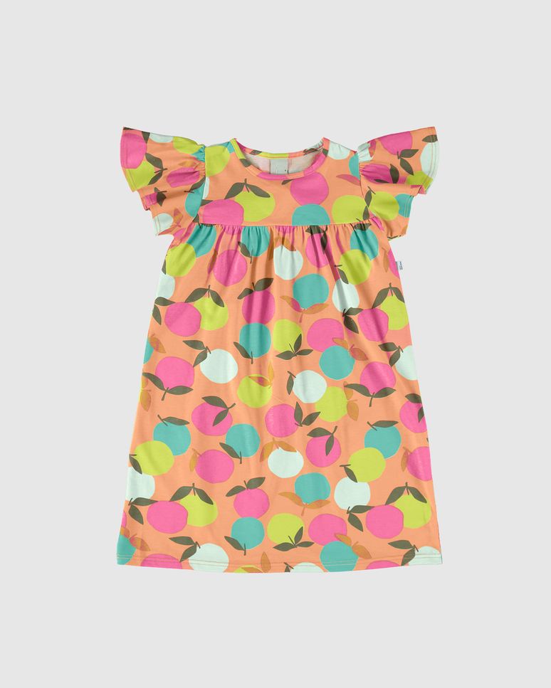 Vestido Infantil Evasê Frutas Em Algodão Malwee Kids