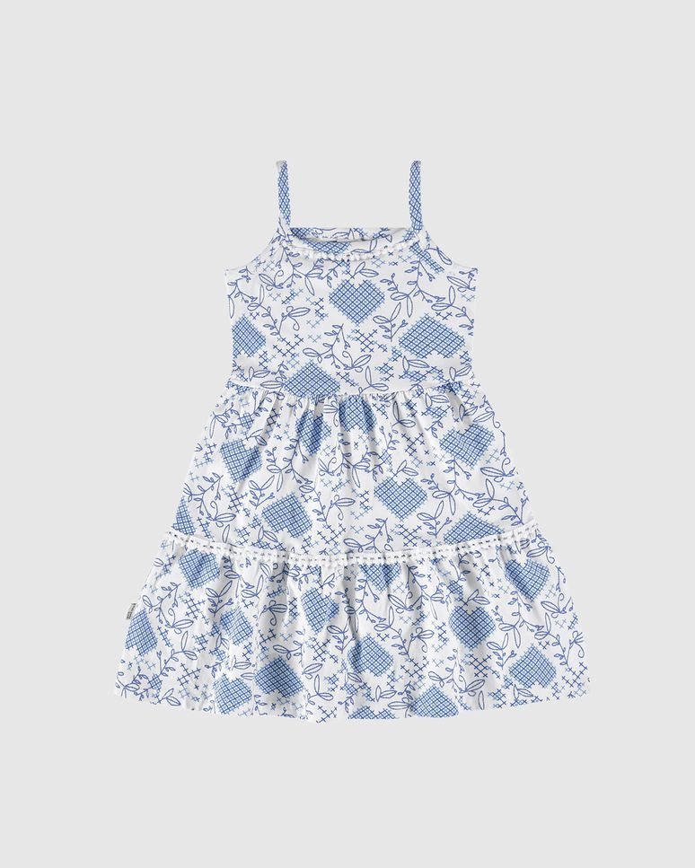 Vestido Infantil Detalhe Pompom Em Algodão Malwee Kids