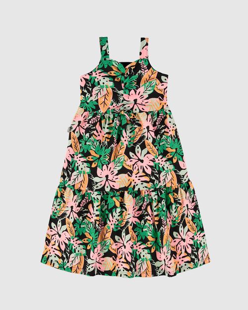 Vestido Infantil Midi Marias Estampado Em Malha Texturizada Malwee Kids