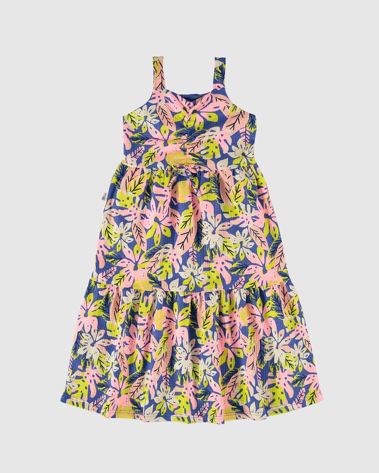 Vestido Infantil Midi Marias Estampado Em Malha Texturizada Malwee Kids