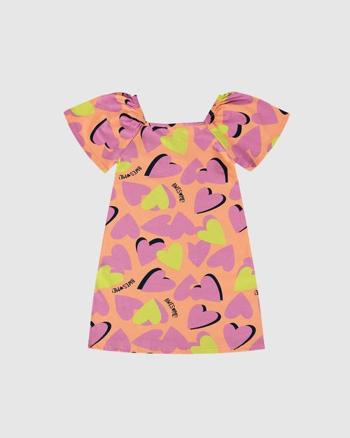Vestido Infantil Manga Ampla Estampado Em Algodão Malwee Kids