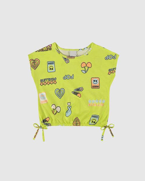Blusa Infantil Menina Estampada Barra Elástico Em Algodão Malwee Kids