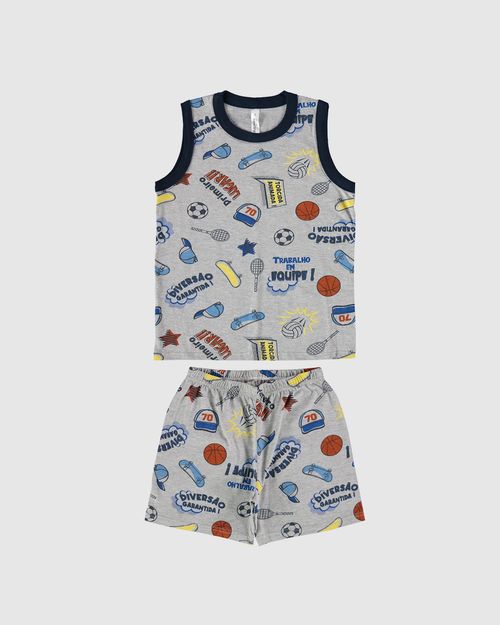 Pijama Infantil Menino Regata E Shorts Estampado Em Algodão Malwee Kids