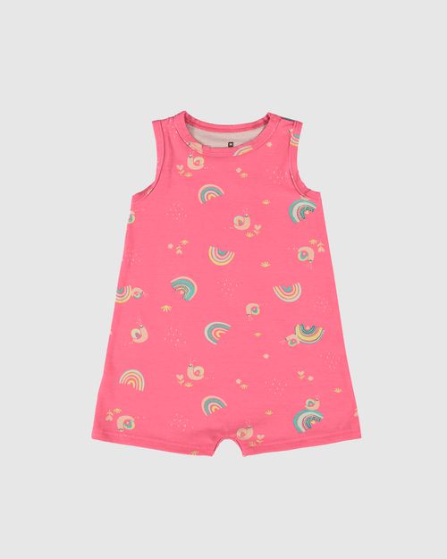 Macaquinho Infantil Menina Estampado Em Algodão Malwee Kids