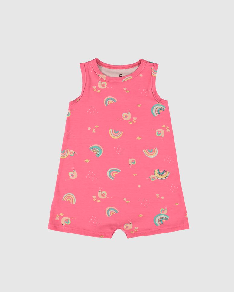 Macaquinho Infantil Menina Estampado Em Algodão Malwee Kids