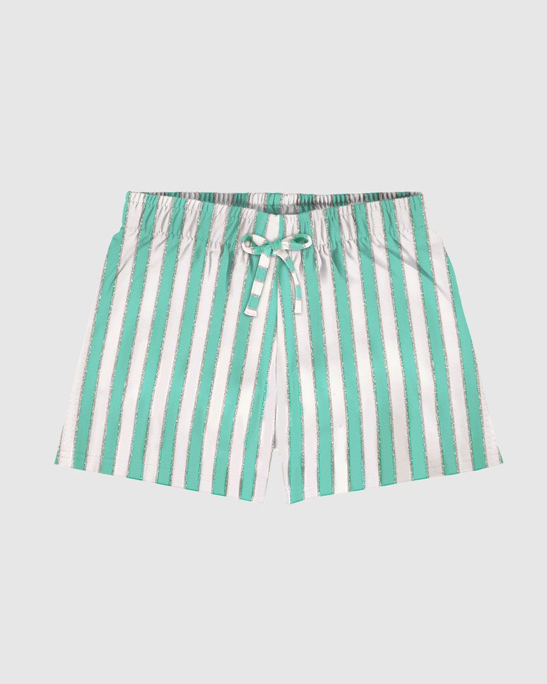 Shorts Infantil Menina Em Malha Listrada Lurex Malwee Kids