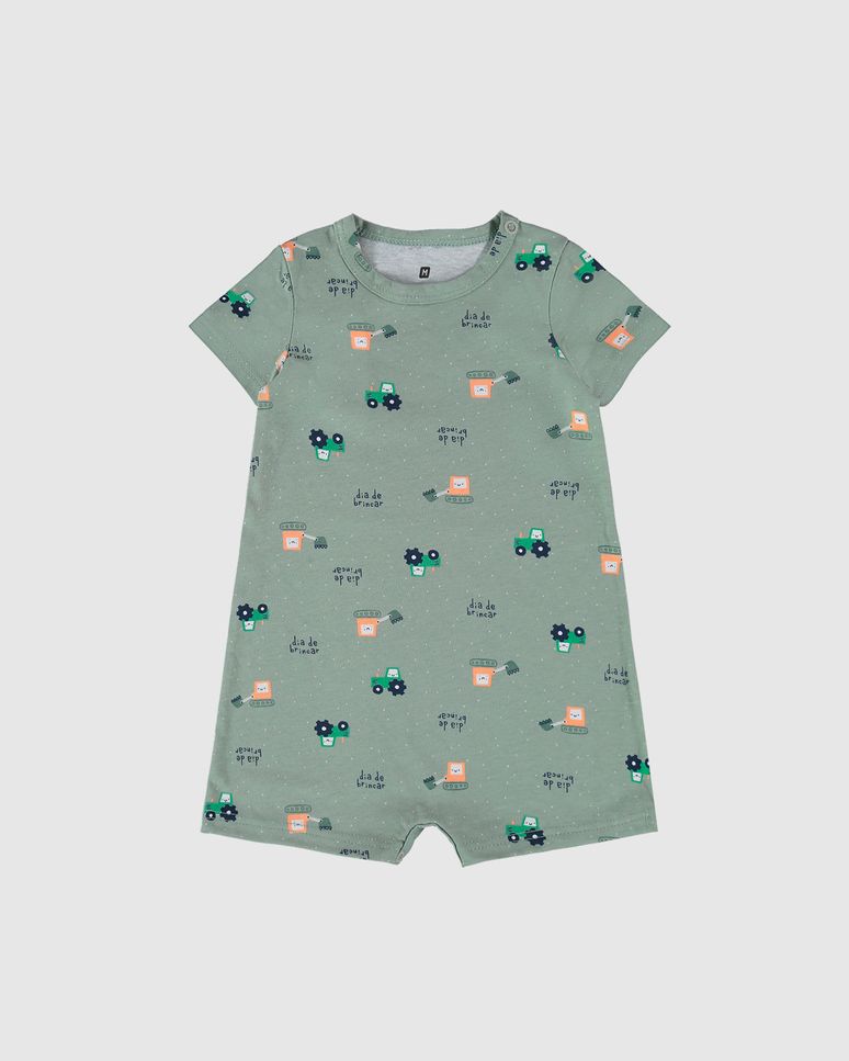 Macaquinho Infantil Menino Manga Curta Estampado Em Algodão Malwee Kids