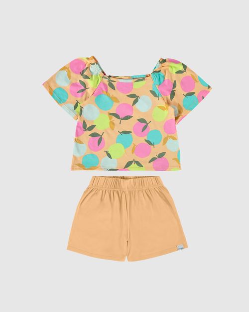 Conjunto Infantil Menina Blusa Estampa Frutas Em Algodão Malwee Kids