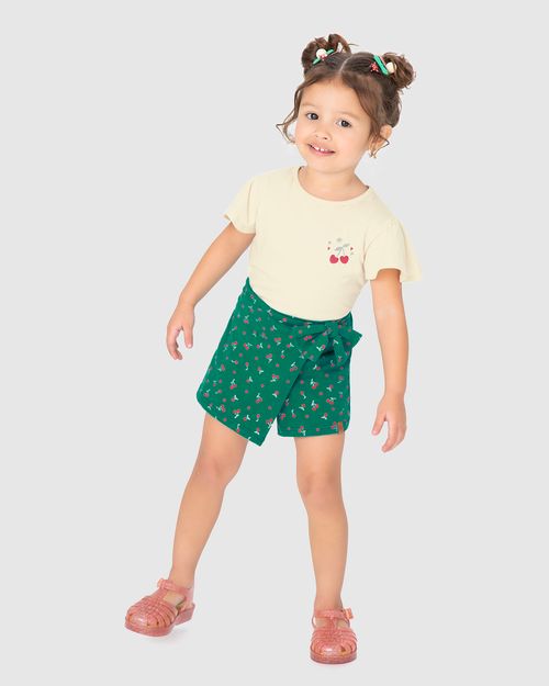 Conjunto Infantil Menina Blusa E Shorts Saia Em Algodão Malwee Kids