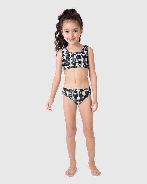 Conjunto Infantil Menina Blusa + Calcinha Biquíni Malha UV50+ Malwee Kids