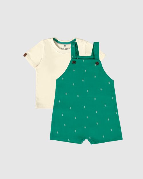 Conjunto Infantil Menino Camiseta + Macaquinho Estampado Malwee Kids