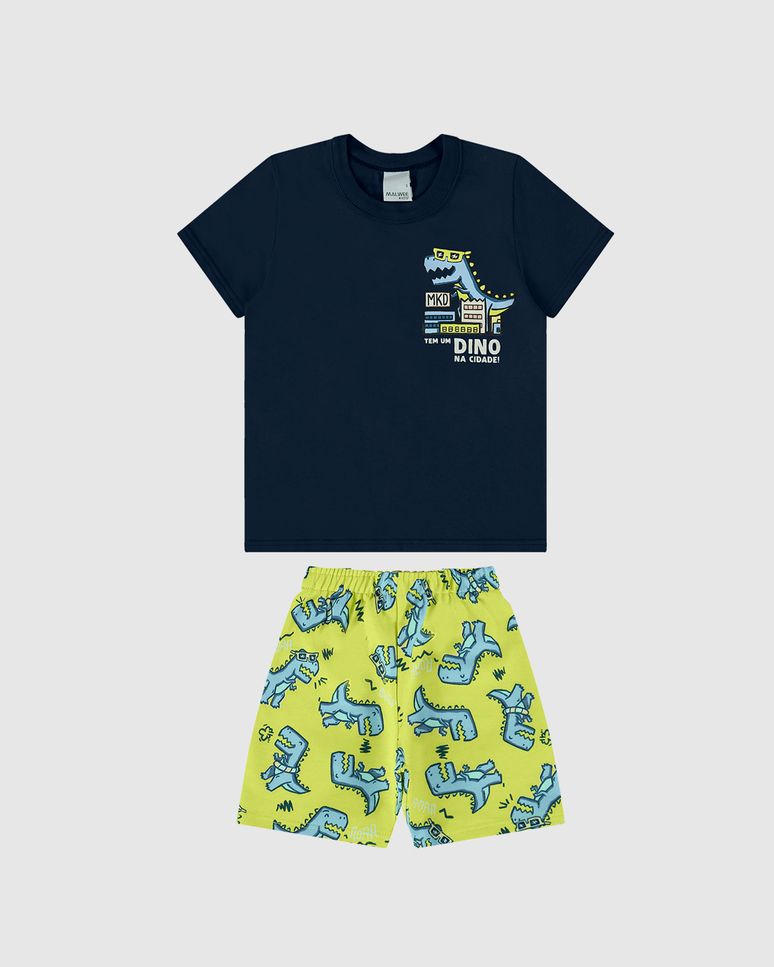 Conjunto Infantil Menino Tem Um Dino Na Cidade Em Algodão Malwee Kids