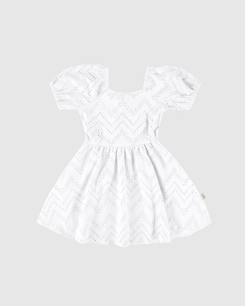 Vestido Infantil Decote Quadrado Em Laise Algodão Malwee Kids