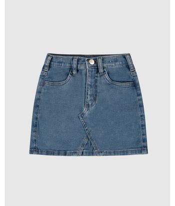Saia Infantil Menina Reta Em Jeans Moletom Malwee Kids