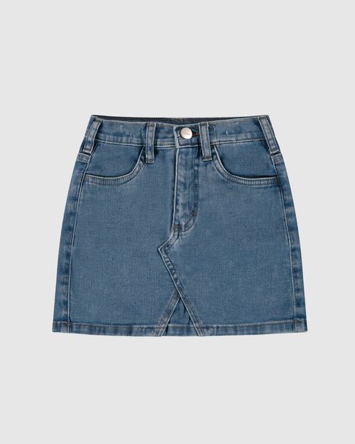 Saia Infantil Menina Reta Em Jeans Moletom Malwee Kids