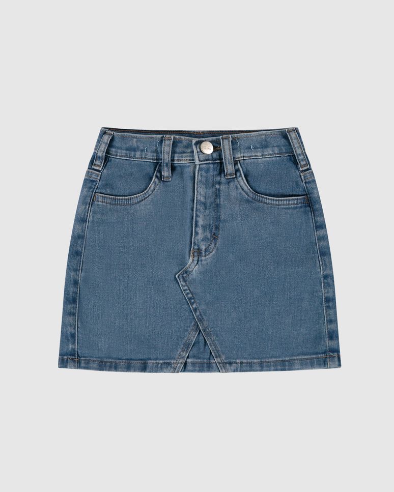 Saia Infantil Menina Reta Em Jeans Moletom Malwee Kids