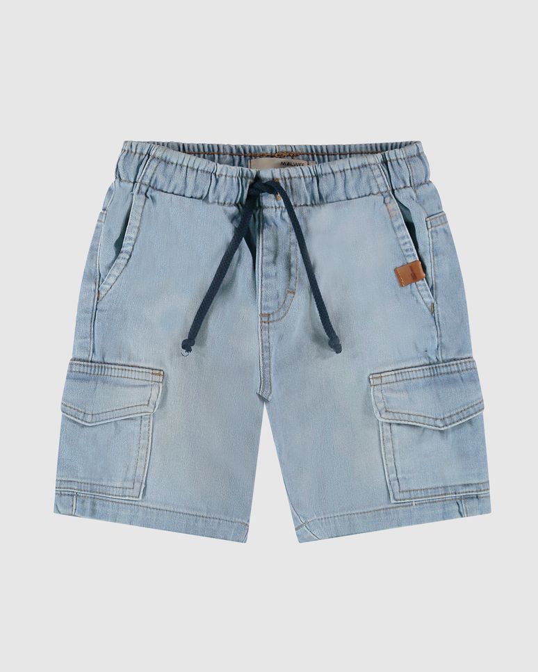 Bermuda Infantil Menino Bolso Com Lapela Em Jeans Moletom Malwee Kids