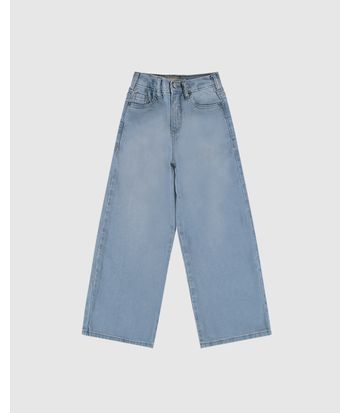 Calça Infantil Menina Wide Leg Cós Ajustável Em Jeans Moletom Malwee Kids