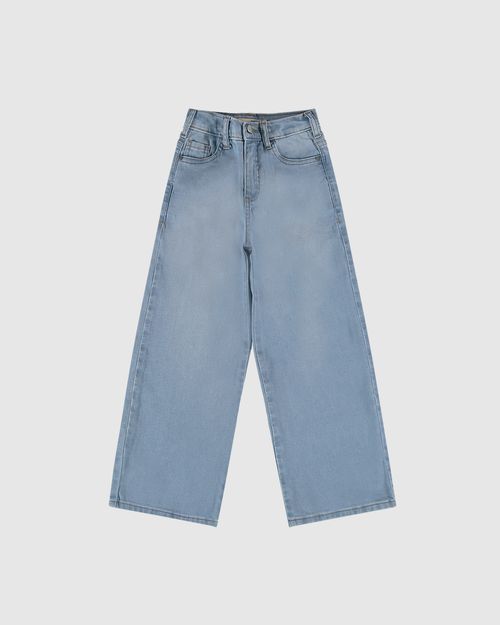 Calça Infantil Menina Wide Leg Cós Ajustável Em Jeans Moletom Malwee Kids
