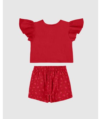 Conjunto Infantil Menina Blusa E Shorts Saia Em Algodão Malwee Kids